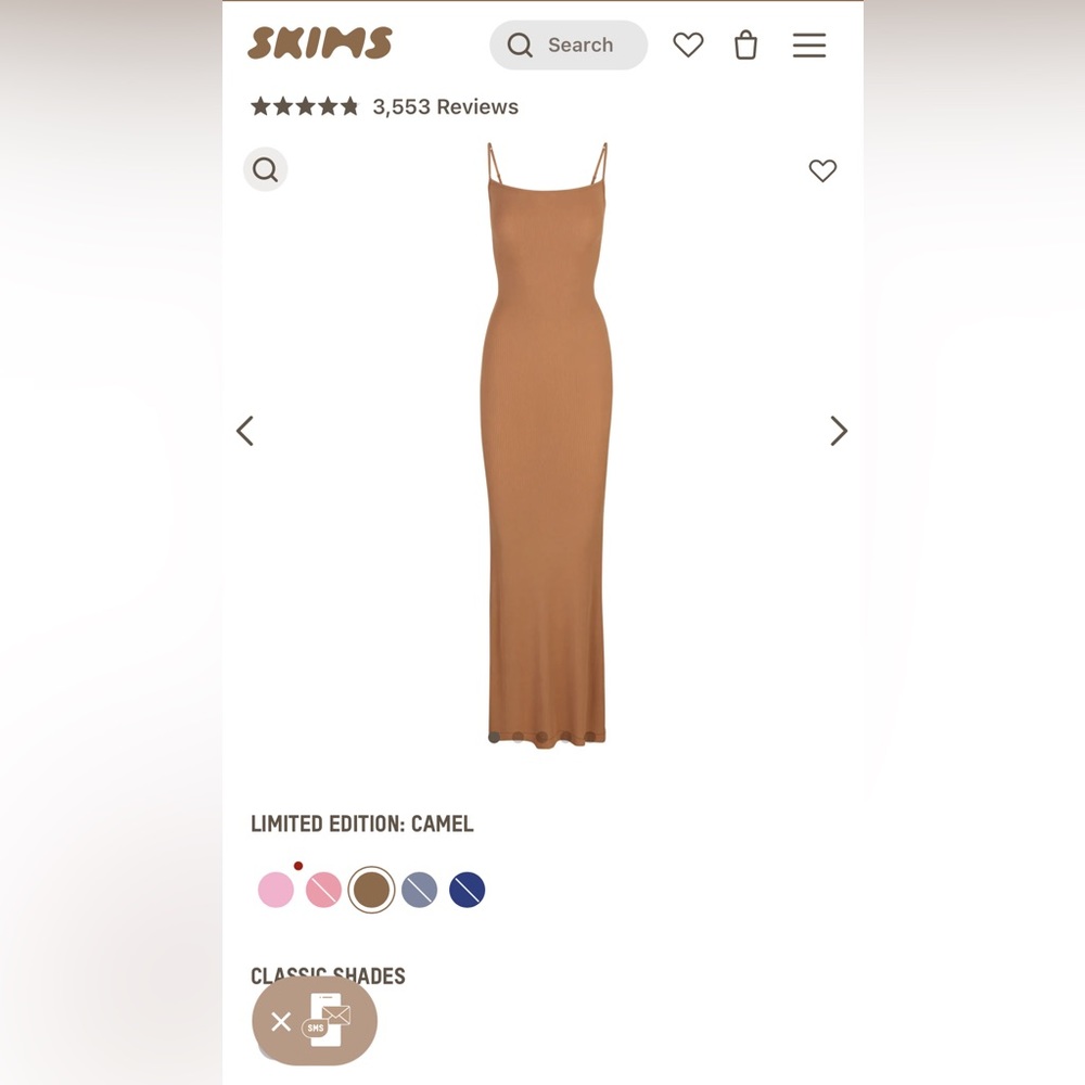 Limited edition Skims dress, camel color, 2x